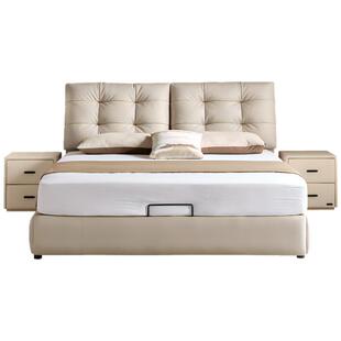 全友家居意式极简落地真皮床主卧室高端大气双人床2026新款婚床