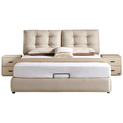 全友家居意式极简落地真皮床主卧室高端大气双人床2026新款婚床