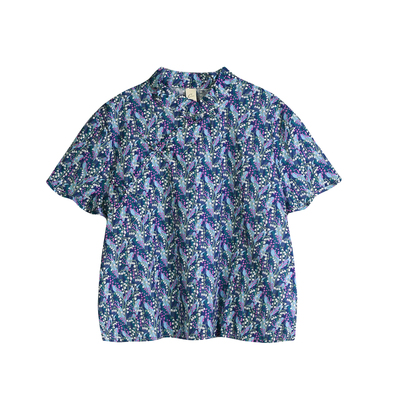 蔡爸爸童装夏装女大童文艺中式衬衣碎花旗袍上衣服盘扣170+563