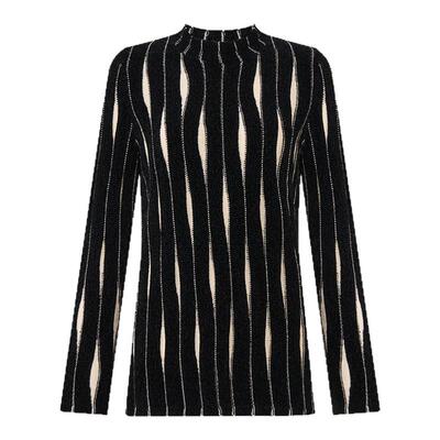 [提花工艺]DVF2025秋冬新款黑米白条纹套头针织毛衣WL3T006