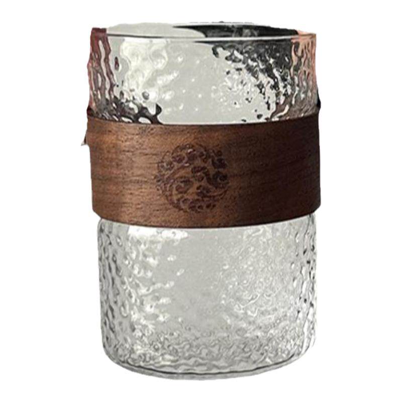 中式喝茶玻璃水杯防烫隔热茶杯简约家用咖啡杯耐热耐高温锤纹杯子