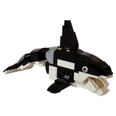 创意动物虎鲸积木鲸鱼模型玩具