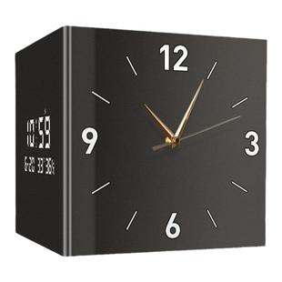 客厅转角装饰画创意双面挂钟万年历拐角时钟挂画数显电子屏钟表画