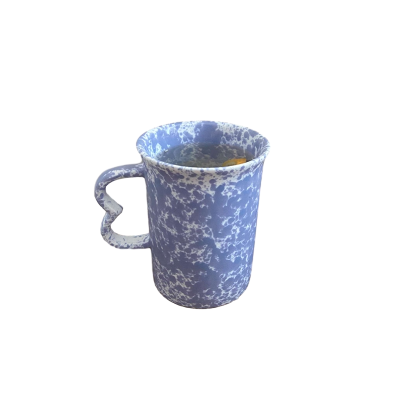 阿宝-自制法式ins复古小众黄粉蓝泼墨马克杯少女陶瓷水杯咖啡杯