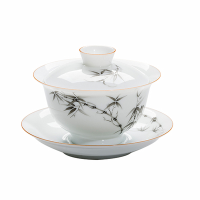 窑屋一品盖碗茶杯景德镇手工手绘