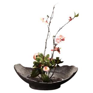 花盆陶瓷花器小原流插花花道禅意创意日式剑山插花盘简约艺术盆器