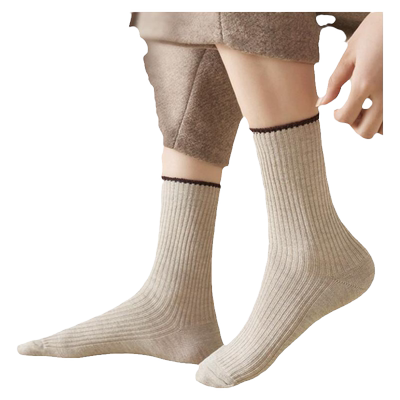 棉质袜子女中筒袜春夏纯色简约百搭ins潮细腻透气堆堆袜双针长袜