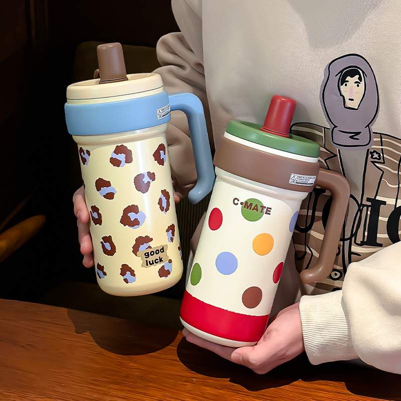 大容量高颜值316保温杯款分离便携杯男霸女生冰茶水吸管杯水杯子