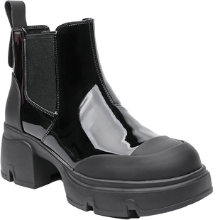 月芽儿冬季新款厚底切尔西靴女鞋烟筒靴松紧口短靴女百搭女靴