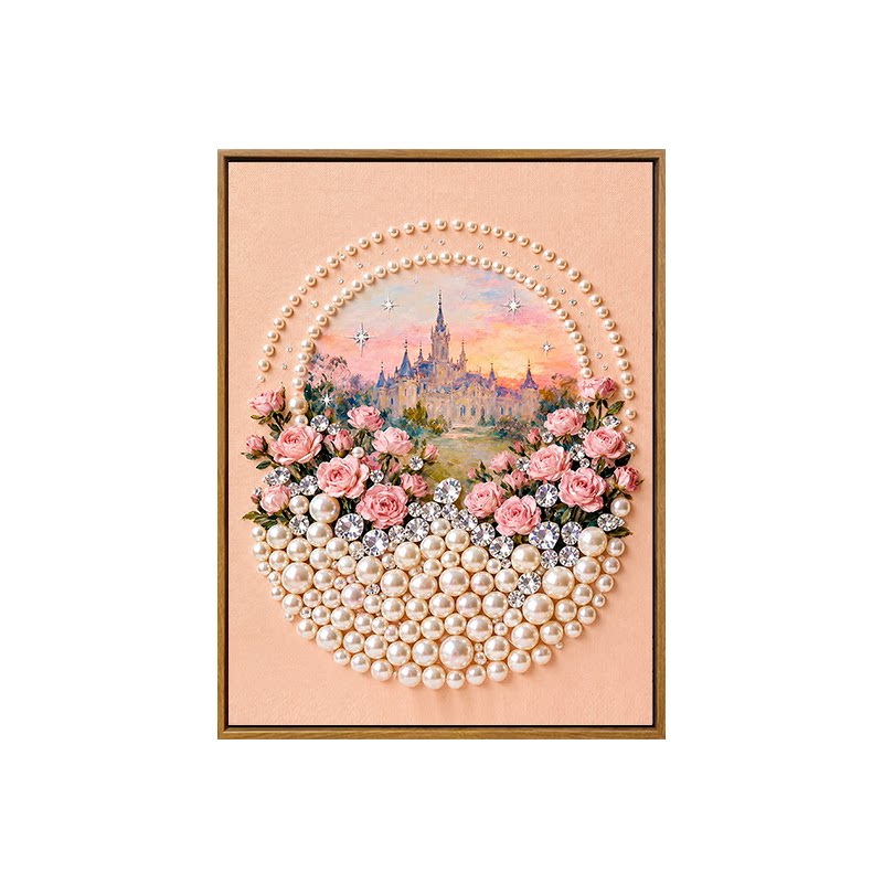 浪漫玫瑰城堡diy珍珠画装饰挂画