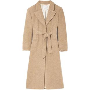 SANDRO Outlets秋冬女装法式时尚气质大翻领设计长款毛呢大衣外套