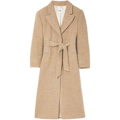 SANDRO收腰长款毛呢大衣外套