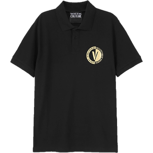 【自营】VJC范思哲 男士V字徽章胶印短袖POLO衫 74GAGT10 CJ01T