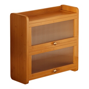 桌面小型书架床头置物架简易飘窗书柜迷你带门桌上翻门儿童收纳架