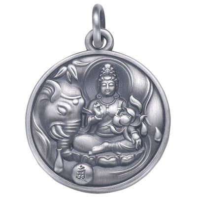 龙蛇守护神普贤吊坠999足银