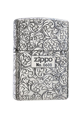 zippo纯银五面套壳唐草商务礼盒