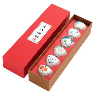 白瓷功夫茶杯单杯陶瓷手绘小茶杯单只主人杯单个小号品茗杯6只装