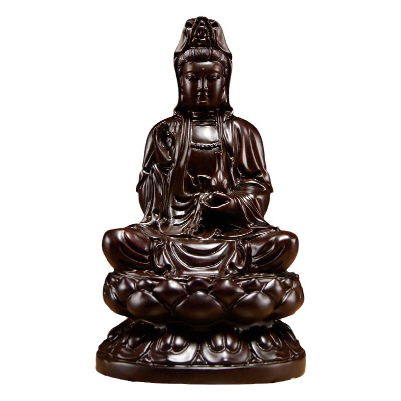 黑檀木雕观音佛像工艺品供奉摆件