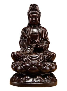 黑檀木雕观音佛像工艺品供奉摆件