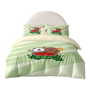 下里巴熊100%纯棉四件套儿童卧室全棉印花被套卡通宿舍床上三件套