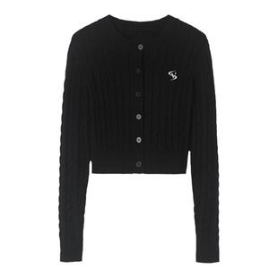 Vone SheeE 美式复古辣妹毛织开衫修身短款长袖2026秋冬针织衫女