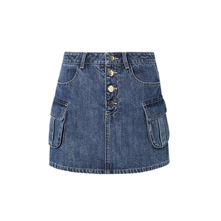 Maison Wester夏季邓恩熙同款流行牛仔裙蓝色短裙半裙可露丽穿搭