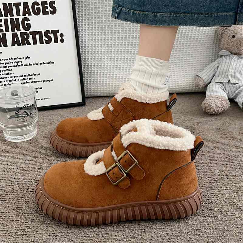 雪地靴女2025年冬季新款英伦风加绒加厚保暖皮毛一体厚底毛毛棉鞋