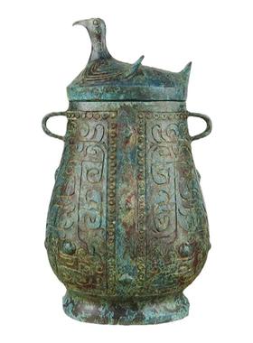 仿古青铜器鸟盖壶摆件