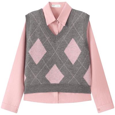 慕兔学院风衬衫针织背心两件套