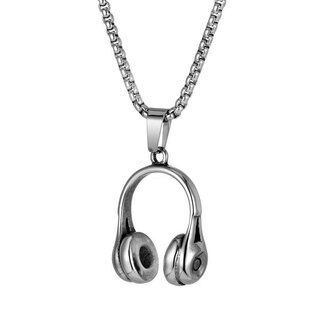 NG音乐耳机吊坠钛钢项链男简约毛衣链秋冬女款轻奢小众高级感饰品