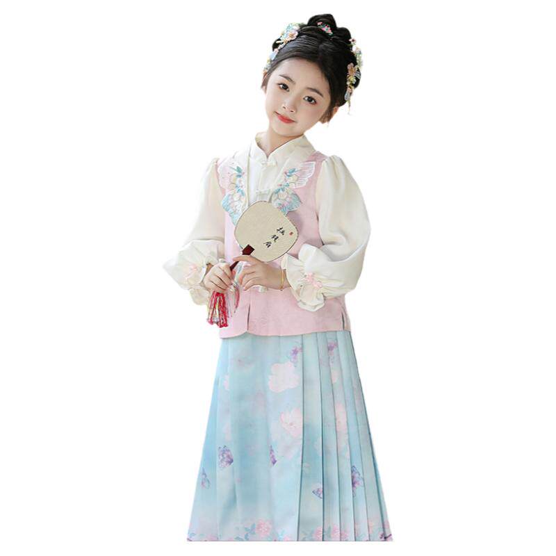 汪小荷汉服女童·霜染秋季新款马面裙套装高端汉服中国风古装童装