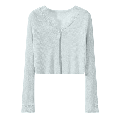DPLAY蓝色蕾丝披肩针织开衫女
