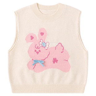 嘟嘟家女童针织背心可爱风春季宝宝毛衣马甲春秋儿童针织上衣春款