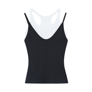 pusumede 纯氧舒适 撞色真两件工字吊带背心女夏外穿针织无袖上衣