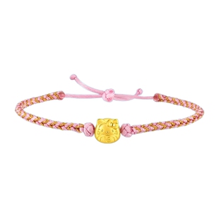 周生生三丽鸥家族Hello Kitty达摩黄金足金编织手绳手链93288B