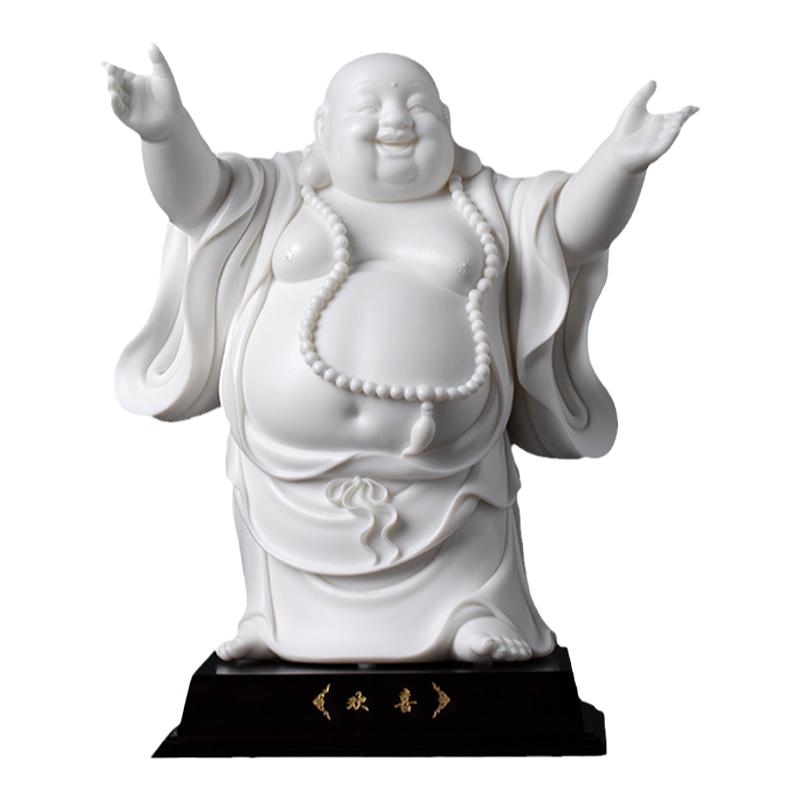 素茗《欢喜弥勒》白瓷雕塑艺术品