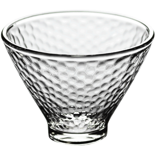 日式锤纹玻璃品茗杯水晶透明耐热茶杯功夫茶具个人酒杯小茶杯斗笠