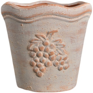 海芋陶土花盆帝罗马陶盆透气粗陶盆浮雕复古绿植盆彩叶芋花盆进口