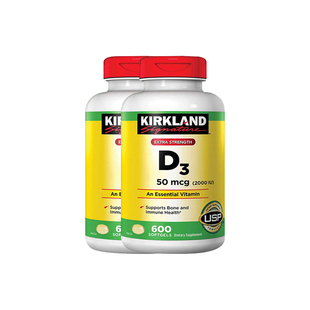 美国Kirkland柯克兰维生素d3成人2000iu维他命d3液体软胶囊两件装