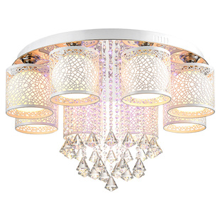 客厅主灯大气圆形水晶灯房间主卧室灯简约现代浪漫led吸顶灯变色