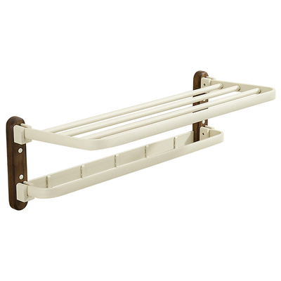 胡桃木折叠毛巾架免打孔浴巾架