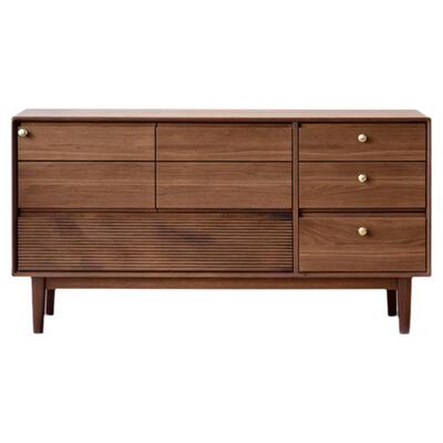 已夏木澜北美黑胡桃中古侘寂风斗柜靠墙边柜餐厅客厅收纳储物卧室