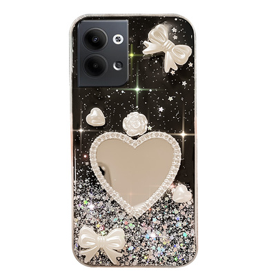 透明奢华高级感带镜子适用OPPOReno9手机壳reon10pro十+新品a58软a1x硅胶8全包7se女款6带手链5网红4/3/2防摔