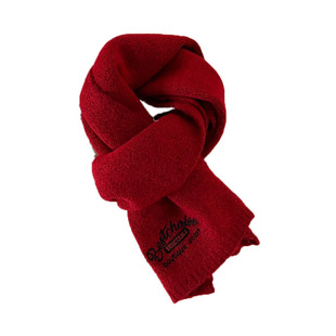 真羊毛线围巾冬季女生过新年本命红色韩版百搭圣诞围脖保暖高级感