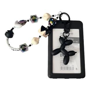 ins气球狗透明卡套钥匙扣一体门禁交通校园卡学生饭卡工牌身份证