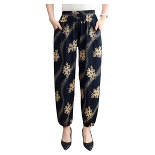 大码棉绸睡裤女款夏季人造棉薄款灯笼裤可外穿女裤度假沙滩裤长裤