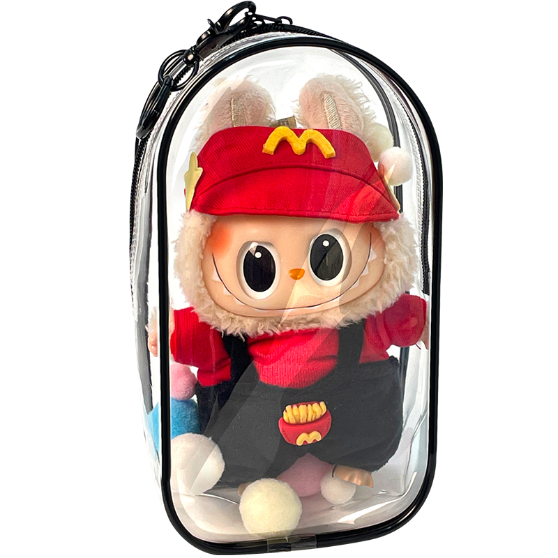 labubu保护罩搪胶棉花娃娃拉布布防尘袋PVC痛外出展示透明遛娃包