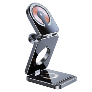 雪奈儿[三合一]无线充电器磁吸手机支架适用苹果手机手表华为耳机便携Magsafe多功能applewatch底座iwatchS11