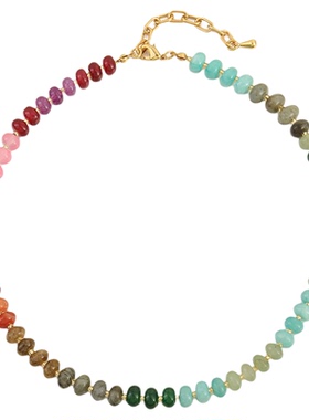 小众时髦彩色渐变石锁骨链