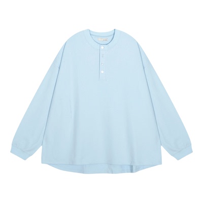 BUCH WEAR T恤女2026春季新款浅色系温柔亨利领长袖上衣642244